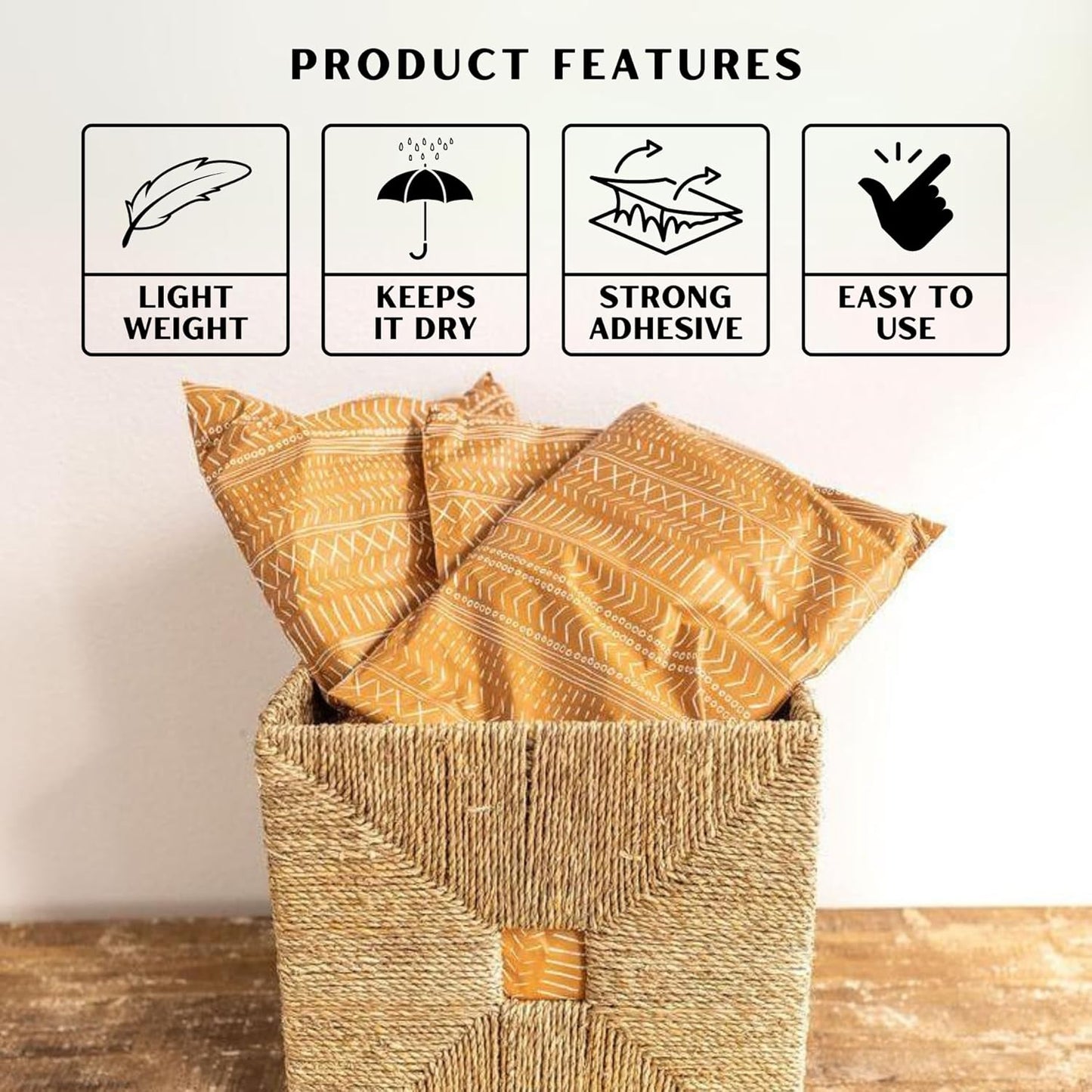 Poly Mailers 10x13 Inch 100 Pack Medium Shipping Bags Strong Thick Mailing Envelopes | Self Sealing Adhesive | Waterproof & Tear Resistant | Small Business Packaging for Clothing - Boho Brown