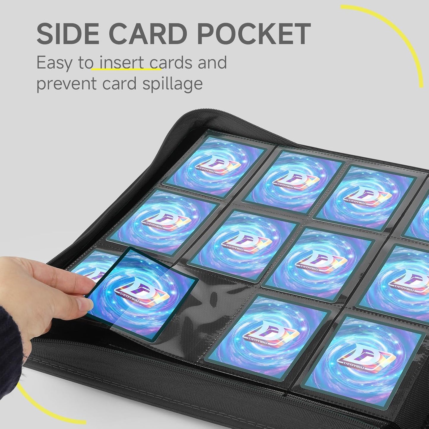 Trading Card Binder with Zip,12 Pockets Card Binder,720 Double Sided Pocket Card Collection Binder,Card Album Card Folder for MTG,TCG,Sports Cards,Game Cards,Black