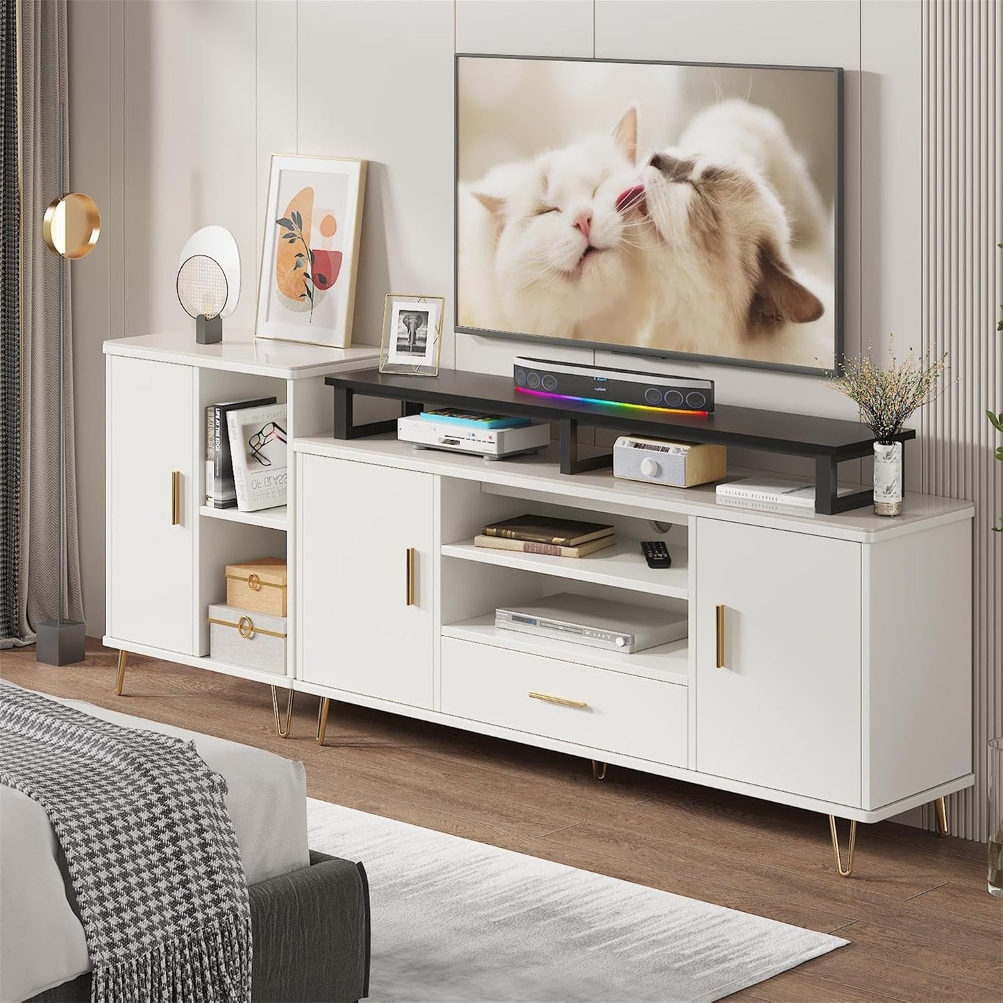 59" Large TV Riser for 32-75 inch TV, TV Riser Stand Shelf with Steel Legs, Tabletop TV Stand Riser for Home Office,Black