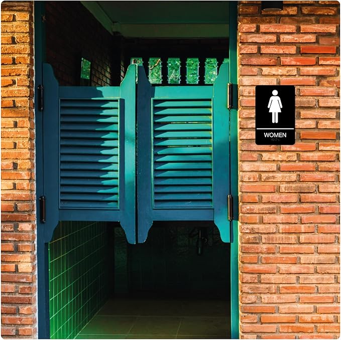 ADA Braille Womens Restroom Sign for Business with Double Sided 3M Tape - ABS Plastic Womens Bathroom Sign 9” x 6” for Offices and Restaurants