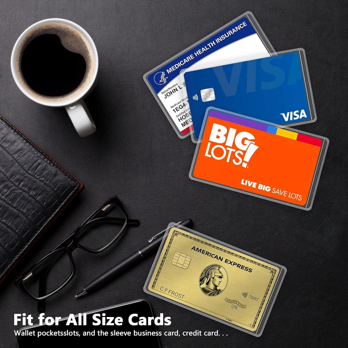 New Medicare Card Holder Protector Sleeves, Social Security Card Protector, 12 Mil Clear PVC Water Resistant Plastic Sleeves for New Medicare/Social Security/Business/ID/Credit Cards(10 Pack)