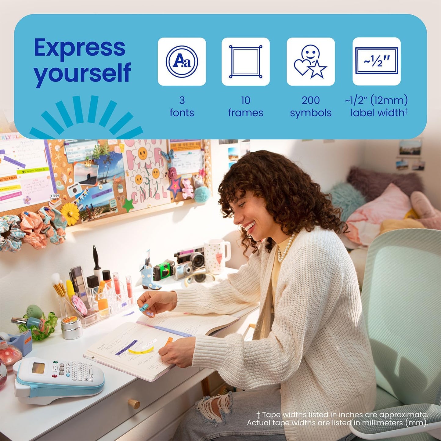 Brother P-Touch PT-N10 Personal Handheld Label Maker, Portable and Prints, P-Touch Btag ~½” (12mm) Wide Color Personalized Label Tapes,