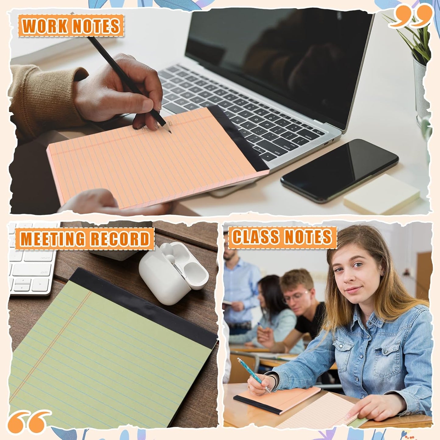 Fuutreo 5" x 8" Legal Pad Writing Notepads 50 Sheets Small Legal Pad Narrow Ruled Multiple Color Lined Paper for School College Office Supplies Work (Earthy Colors,24 Pcs)