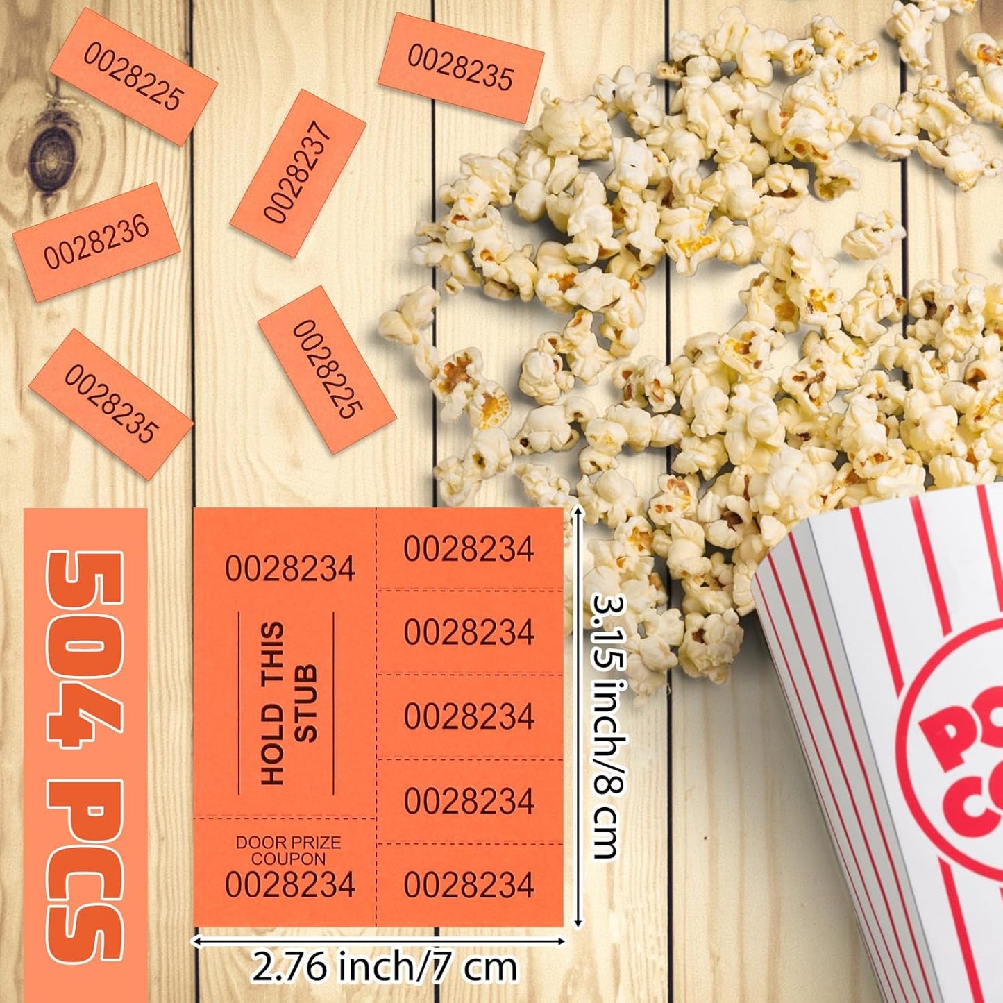 Kosiz 504 Sheets 5 Bid Raffle Ticket with Different Numbers Per Sheet Chinese Auction Tickets for Events Church Basket Auction Silent (Orange)