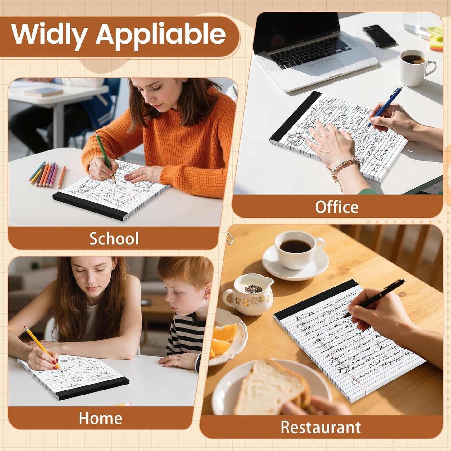 Legal Pads 8.5 X11, Narrow Ruled Notepads, 2 Pack, 50 Sheet/Pad, White Legal Pads, Tear Off Notepad, Perforated Writing Pad, Notebook Paper College Ruled, Notepads for Office Home School, Notepad