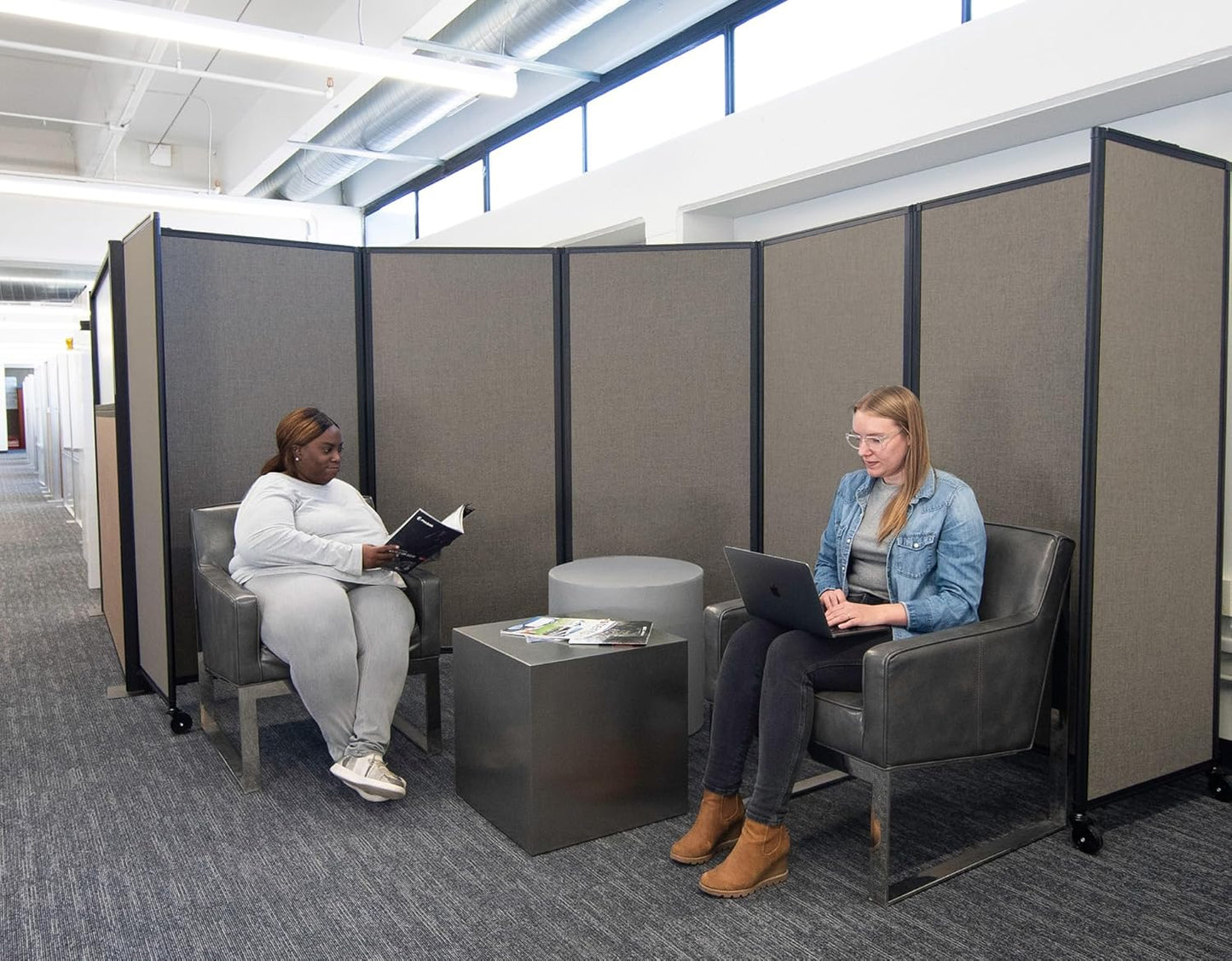 Versare Room Divider 360 Portable Wall Partition | Folding Panels | Large Freestanding Divider | Locking Wheels | Temporary Room Separator