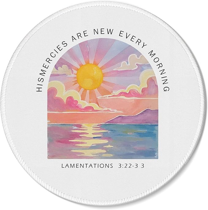 Boho Christian His Mercies are New Every Morning Mouse Pad Mousepad, Bible Verse Religious Lover Gifts Mouse Pads for Women Desk Home Office Computers Laptop Accessories, 7.9x7.9 Inch