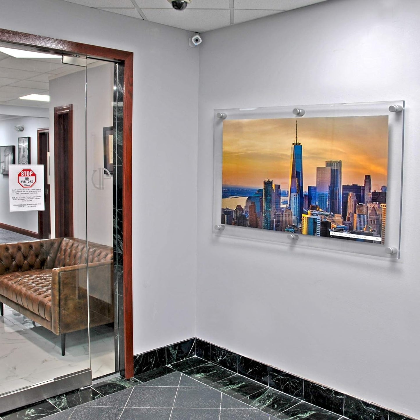 Azar Displays, 105540, Floating Acrylic Wall Frame with Silver Hardware Stand Off Caps, Clear Hanging Photo Frame Display Mount with Frameless Border, Glass-Like Frame for Large Prints, 30" x 40"