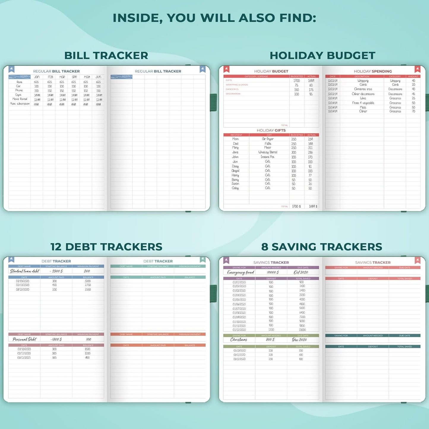 Clever Fox Bi Weekly Budget Planner – Undated Financial Organizer Book – Expense Tracker, Budgeting & Bill Notebook, A5 (Turquoise)