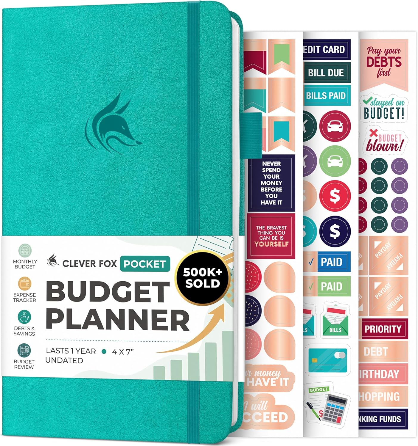 Clever Fox Budget Planner Pocket – Mini Expense Tracker Notebook. Monthly Budgeting Organizer, Finance Logbook & Accounts Book, Small (Aquamarine)