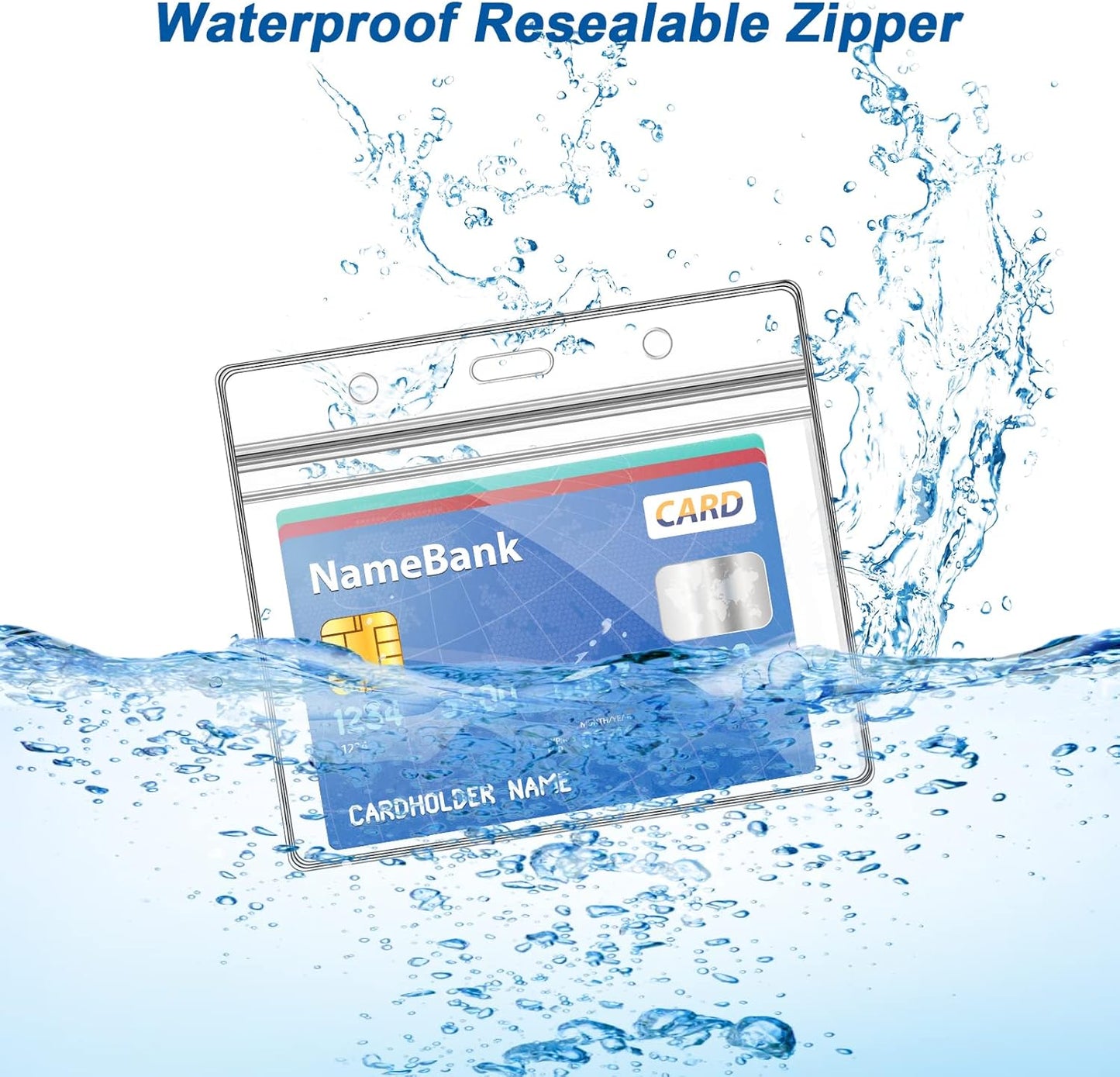 100Pcs Clear Plastic Horizontal Name Tag Badge ID Card Holders and 100Pcs Black Neck Lanyards with Swivel Hook for School, Office, Business