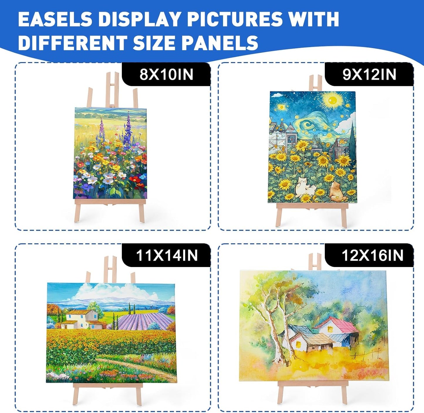 ESRICH 10pcs 17 Inch Tabletop Easels,Wood Easel for Painting,Tripod, Painting Party Easel, Kids Student Desktop Easel for Painting,Paint Easel for Canvas Painting