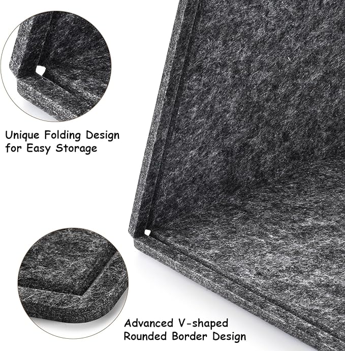 Large Bulletin Board, Foldable 72x48 Inches Cork Board Alternative, Large Felt Board Decorative Pin Board for Wall, Foldable Photo Board Self-Adhesive Vision Board with 36 Pushpins Dark Gray