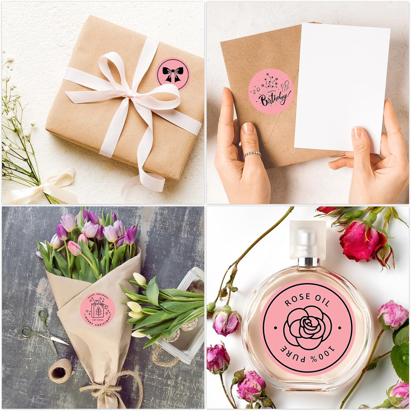 MFLABEL 750-Pack Pink Round Labels (2 Inch) - Thermal Printer Sticker Rolls for Shipping, Organizing, Crafts & DIY (Compatible w/Direct Thermal Printers)