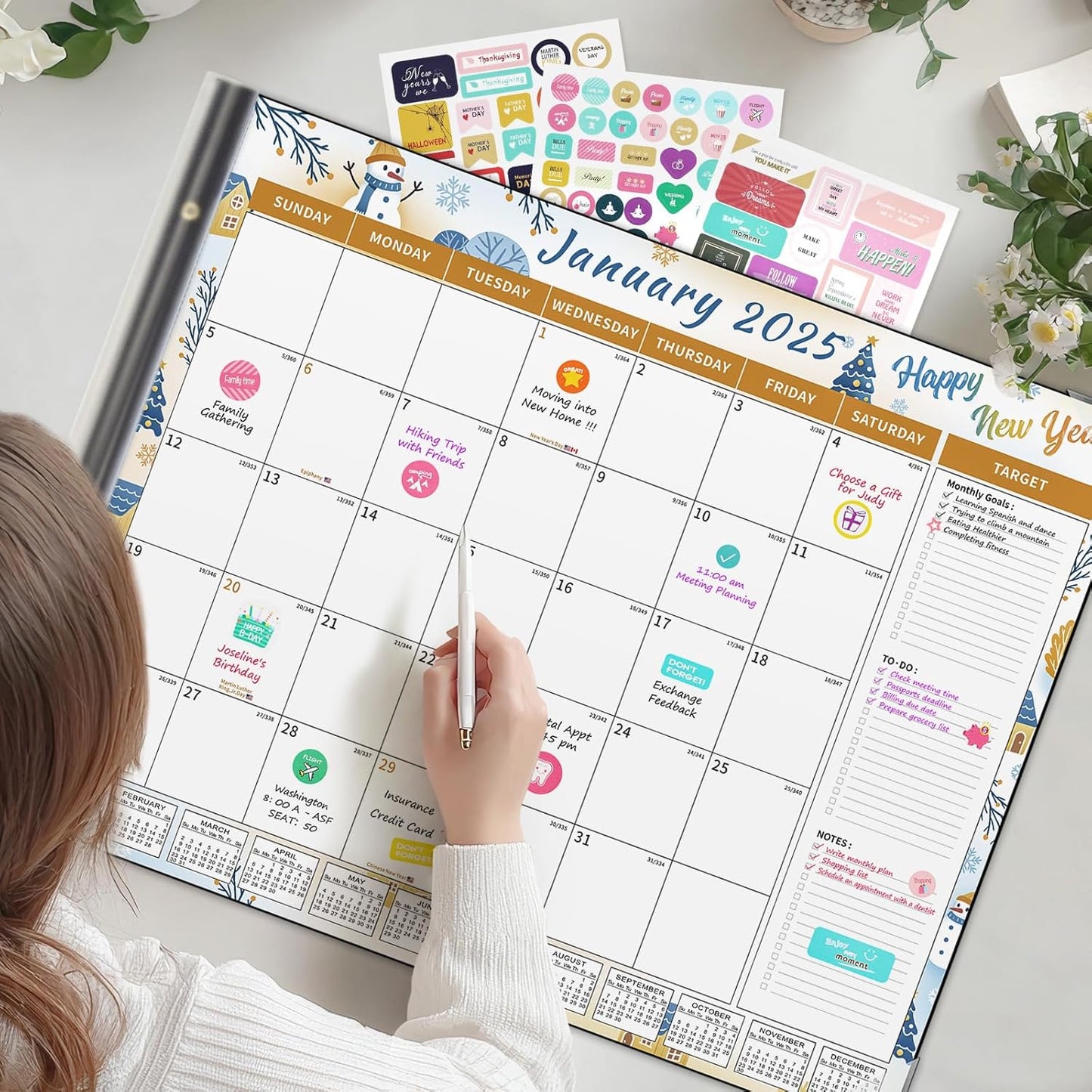 Ospelelf Calendar 2025-2026 Large Desk Calendar 22'' x 17'', Monthly Desktop Calendars, 18 Month Family Calendar, Use Jan 2025 - June 2026