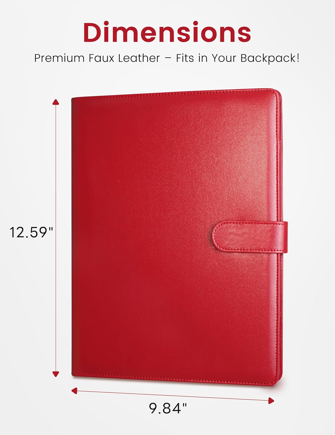 Mymazn Padfolio Clipboard Folder Portfolio, Faux Leather Storage Clipboard with Cover for Legal Pad Holder Letter Size A4 Writing Pad for Business School Office Conference Notepad Clip Boards (Red)