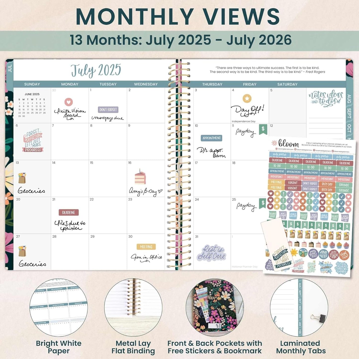 bloom daily planners 2025-2026 (8.5" x 11") Academic Year Day Planner (July 2025 - July 2026) - Weekly & Monthly Dated Agenda Organizer with Stickers & Tabs - Blooming Wildly