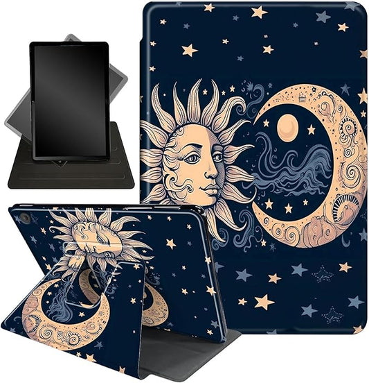 for Amazon Kindle Fire Max 11 Case (13th Generation, 2023 Release) 11",Mxfdegf 360 Degree Swiveling Stand Protective Cover with Auto Sleep/Wake,for All-New Fire 11 Max Tablet,Sun and Blue Moon