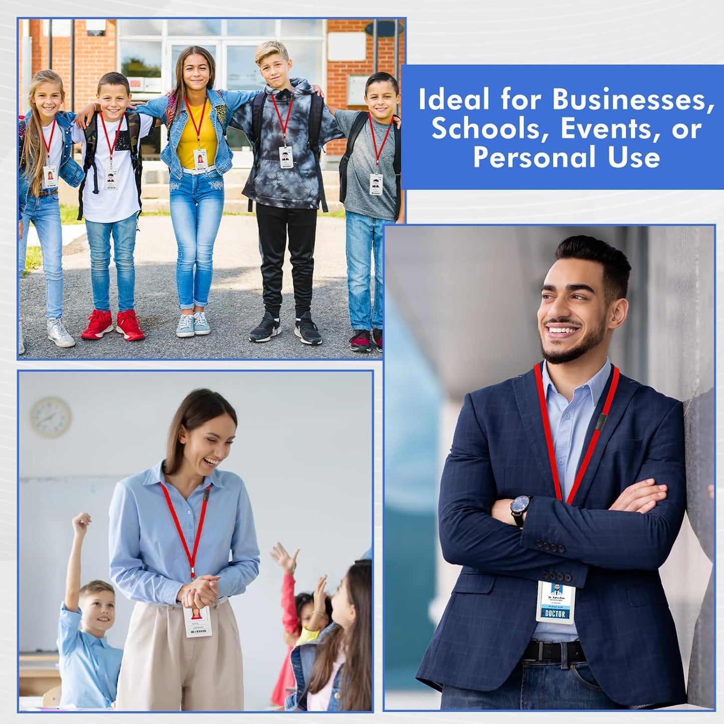 Windyun Breakaway Lanyards for ID Badges Bulk Lanyards Strap with J Hook Flat Lanyards School and Office Supplies