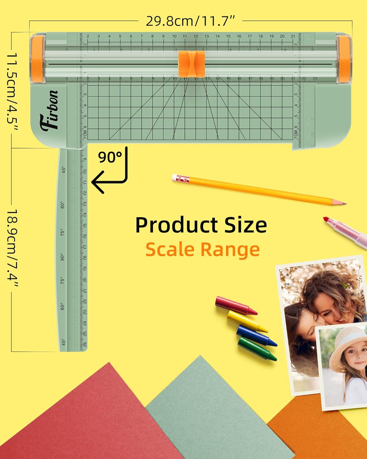 Firbon Morandi A5 Paper Cutter, Straight Small Paper Trimmer with Side Ruler for Scrapbooking Craft, Paper, Coupon, Label, Cardstock