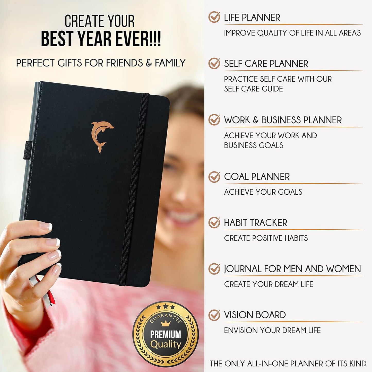 Journal for Men- Undated Daily, Weekly & Monthly Planner with Budget Section | A 12 Month Journey to Increase Productivity & Happiness | Life Organizer & Gratitude Journal - Horizontal Format