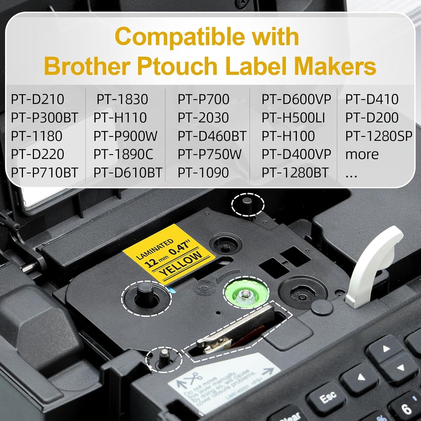Labelife TZe-631 Label Tape 12mm Yellow Replace for Brother TZe TZ Tape 12mm 0.47 Laminated Yellow TZe631 TZ-631 P Touch Label Maker Tape for Ptouch PT-D210 PT-D220 PT-H110 D600 D400, 4-Pack