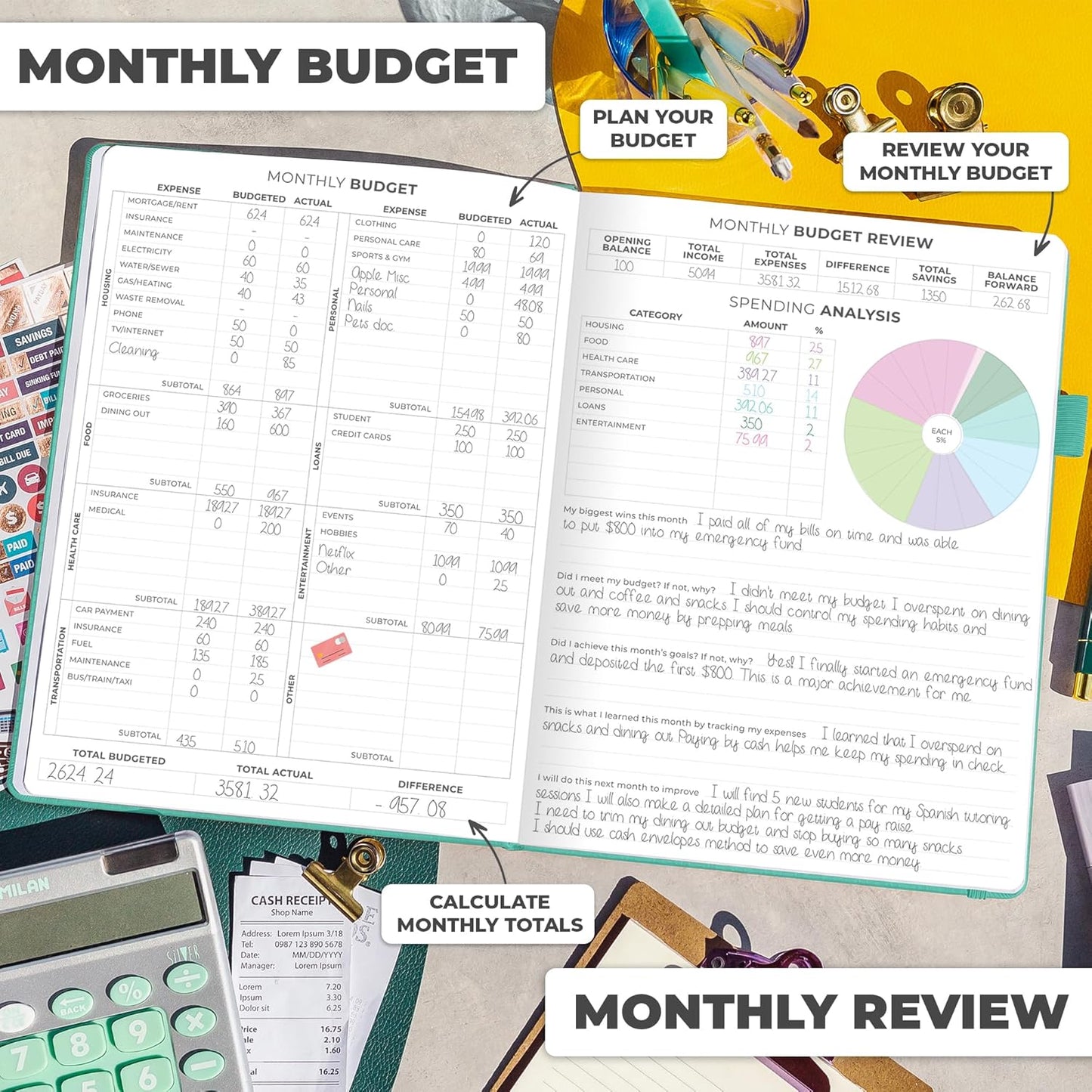 Clever Fox Budget Planner Large – Expense Tracker Notebook. Monthly Budgeting & Bill Organizer, Finance Logbook & Accounts Book, A4 (Aquamarine)
