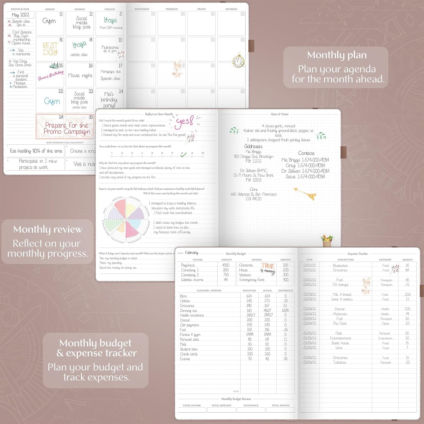 Legend Planner PRO Premium – Large Undated Weekly, Monthly & Budget Planner with Habit Tracker – Life Organizer for Time & Task Management, Goal Setting & Productivity – A4 size (Rose Gold)