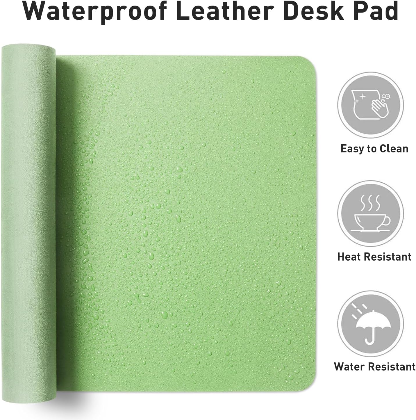 Aothia Leather Desk Pad Protector, Mouse Pad, Office Desk Mat, Non-Slip PU Leather Desk Blotter, Laptop Desk Pad, Waterproof Desk Writing Pad for Office and Home (36" x 17", Foam Green)