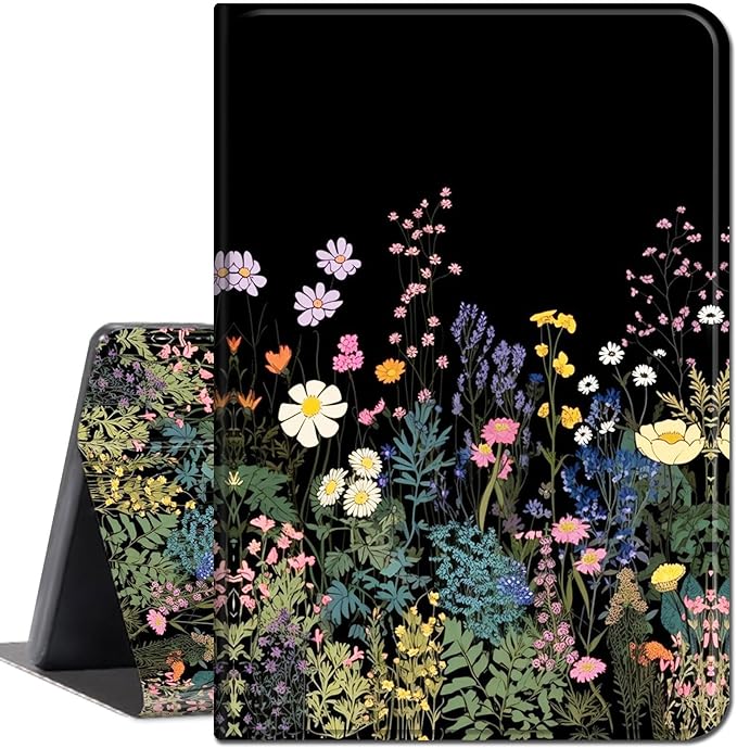 for All-New Kindle Fire 7 Tablet Case (12th Gen, 2022 Release),Slim Lightweight Smart Shell Stand Cover with Auto Wake/Sleep for Amazon Fire 7 Kids Tablet,Midnight Flowers