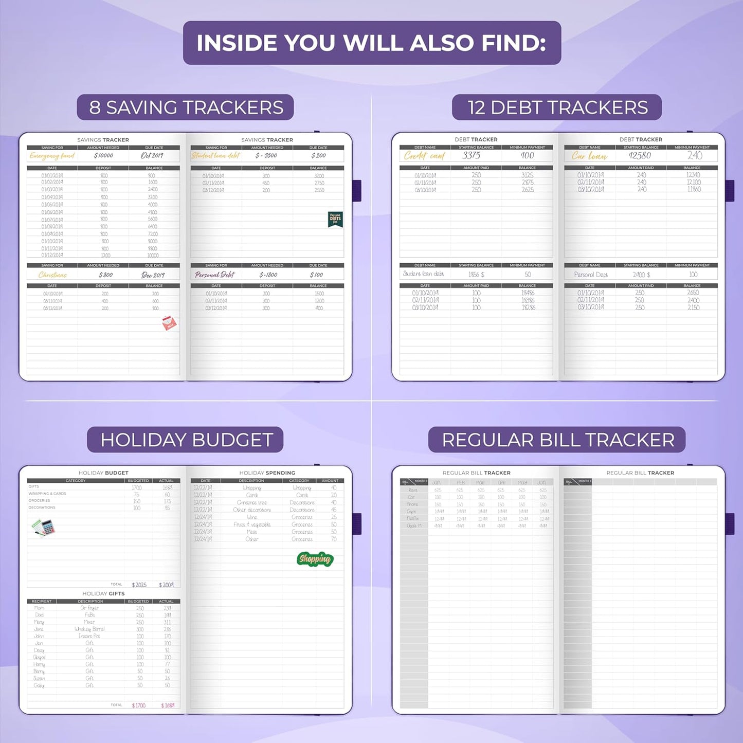 Clever Fox Budget Planner - Expense Tracker Notebook. Monthly Budgeting Organizer, Finance Logbook & Accounts Book, Bill Tracker, A5 (Purple)