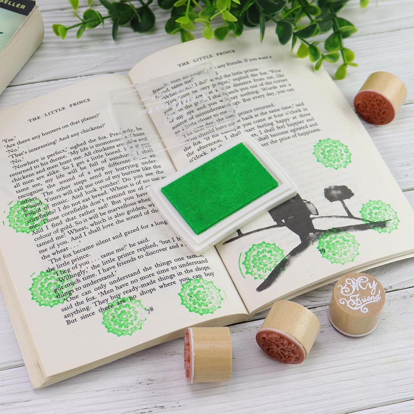 Craft Ink Pad for Rubber Stamps, Paper, Wooden, Fabric, Scrapbooking, Non-Toxic Finger Ink Pads for Kids (Emerald Green)