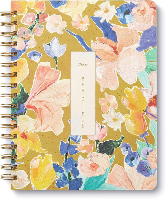 Compendium Spiral Notebook - Life Is Beautiful — A Designer Spiral Notebook with 192 Lined Pages, College Ruled, 7.0”W x 9.25”H