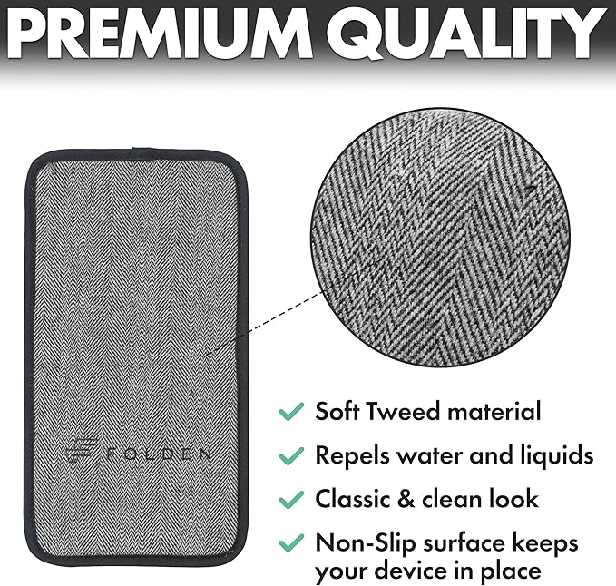 Folden Airplane Phone Holder, Flexible Cell Phone Holder, Folding Cellphone Stand for Desk, Bed, Office, Treadmill - Airplane Gadgets for Long Travel Accessories - Plane Essentials (Tweed)