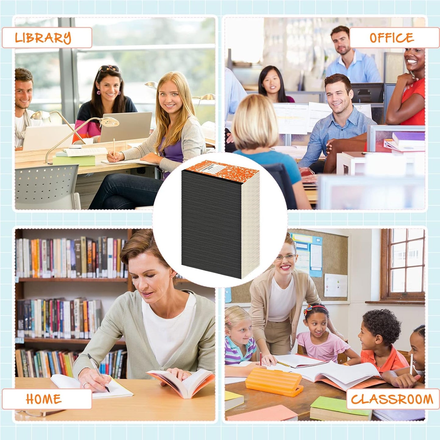 Fainne 100 Pack A5 Composition Notebooks Bulk College Ruled Composition Notebooks Marble Covers Notebook for Student Classroom Office Supplies 30 Sheet/60 Page(10 Color)