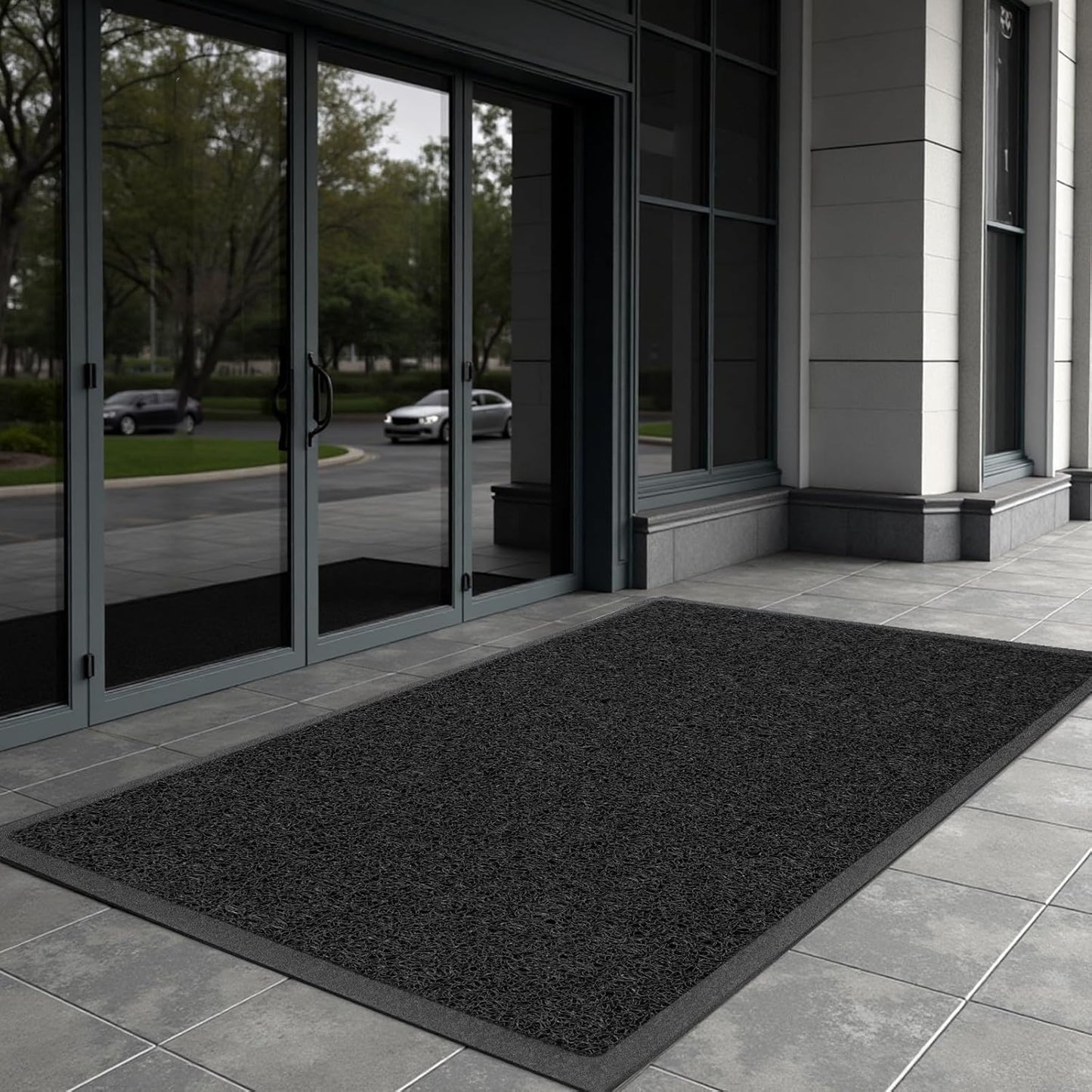 Kuyal Door Mat, 3'x10' Indoor Outdoor Entrance Mat to Trap Dirt and Moisture, Non Slip Waterproof Outdoor Mats, Commercial Floor Inside Outside Entrance, Heavy Duty Durable Welcome Mats, Black