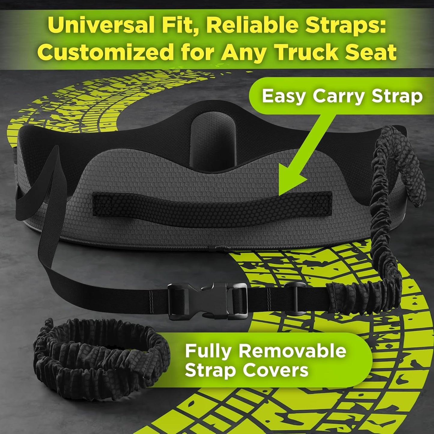 XL Truck Seat Cushion for Truck Driver Seat Cushion - Upgraded Back Support, CertiPUR-US® Certified - Thick Memory Foam, Pain Relief for Hours of Driving, Trucker Approved Big Rig - Black