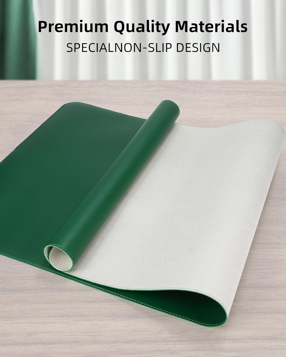 Leather Desk Pad Protector, Mouse Pad, Office Desk Mat, Non-Slip PU Leather Desk Blotter, Laptop Desk Pad, Waterproof Desk Writing Pad for Office and Home (Green, 31.5" x 15.7")