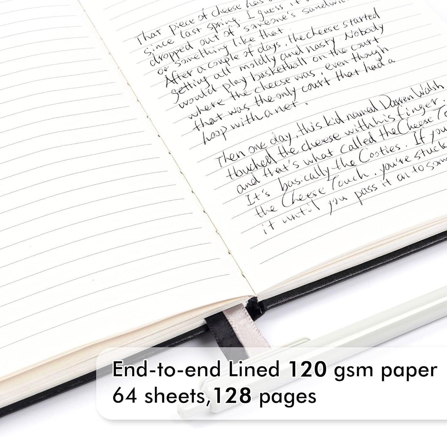 5 Pack Journal Notebook Bulk for School, Feela Hardcover Business Notebooks Classic Ruled Lined Journals with Pen Holder for Work Note Taking, with 5 Black Pens, 120 GSM, 5.1”x8.3”, A5, Black