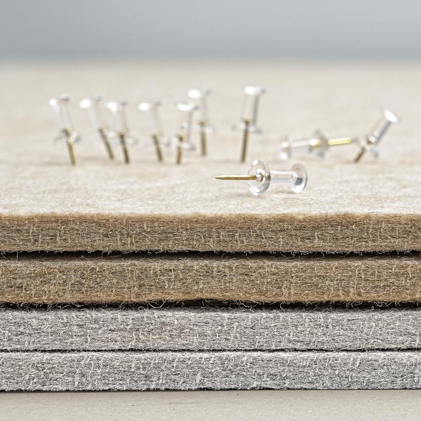 Bulletin Board, 24 x 18 inches Felt Board Decorative Pin Board, Cork Board Alternative for Wall, Foldable Photo Board Self-Adhesive Vision Board Mood Board with 20 Pushpins - Light Gray