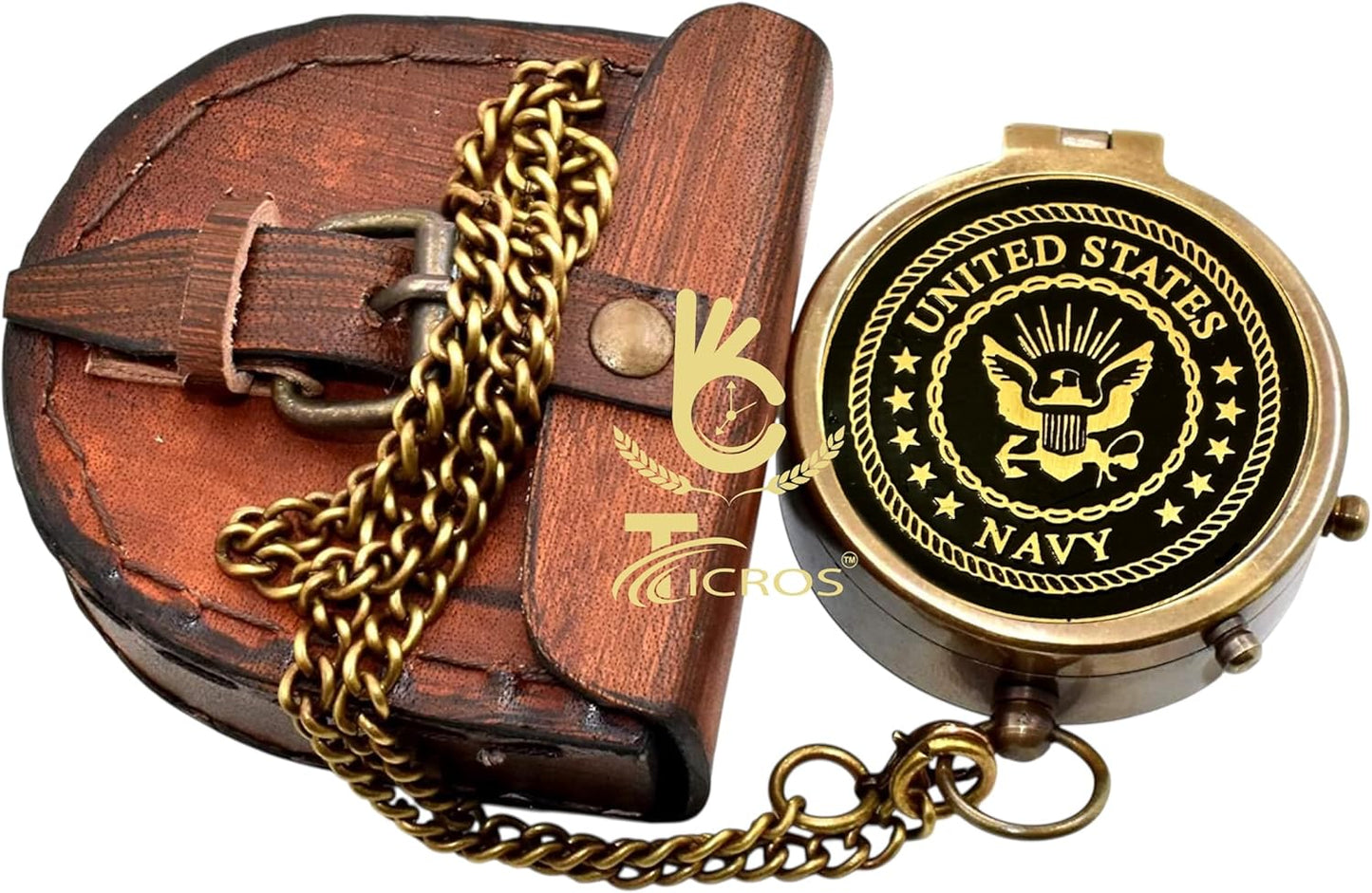 Vintage Brass Compass – Engraved Military Compass with Leather Case for Grossman, Veterans, Sailors, Men, Military Collectors – Retirement Gift,Graduation,Gift for Army Father, Jesus Said Gift Compass