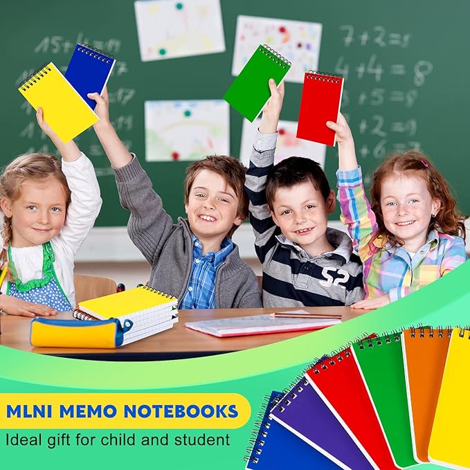 30 Pack Spiral Memo Pads 3 x 5 Inch Spiral Journal Lined Wirebound College Ruled Notebook Solid Colors, 75 Sheets/pad, Notebook for School Office Travel Business Supplies (Bright Color)