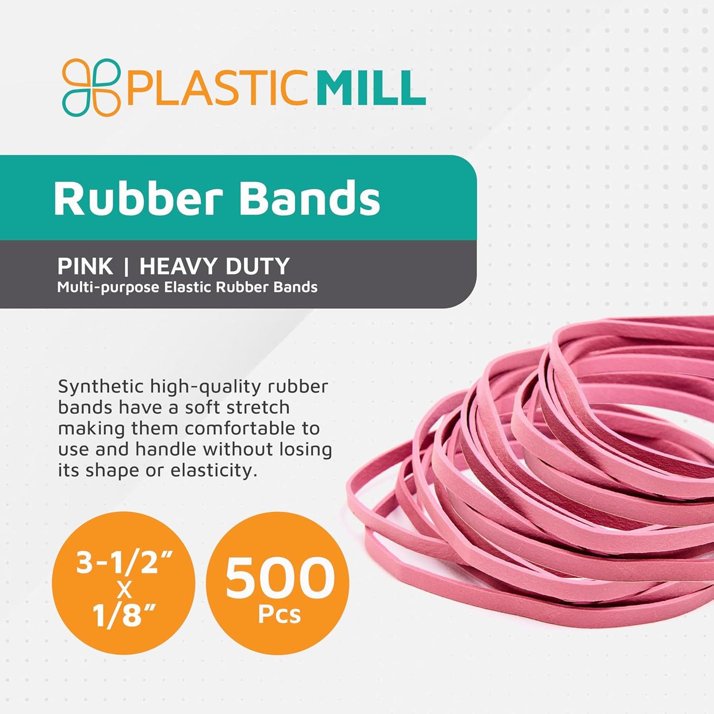 PlasticMill Rubber Bands - #33 Size - Pink Rubberbands - 1LB/500 Count