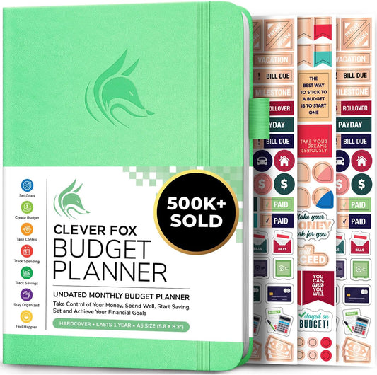 Clever Fox Budget Planner - Expense Tracker Notebook. Monthly Budgeting Organizer, Finance Logbook & Accounts Book, Bill Tracker, A5 (Mint Green)