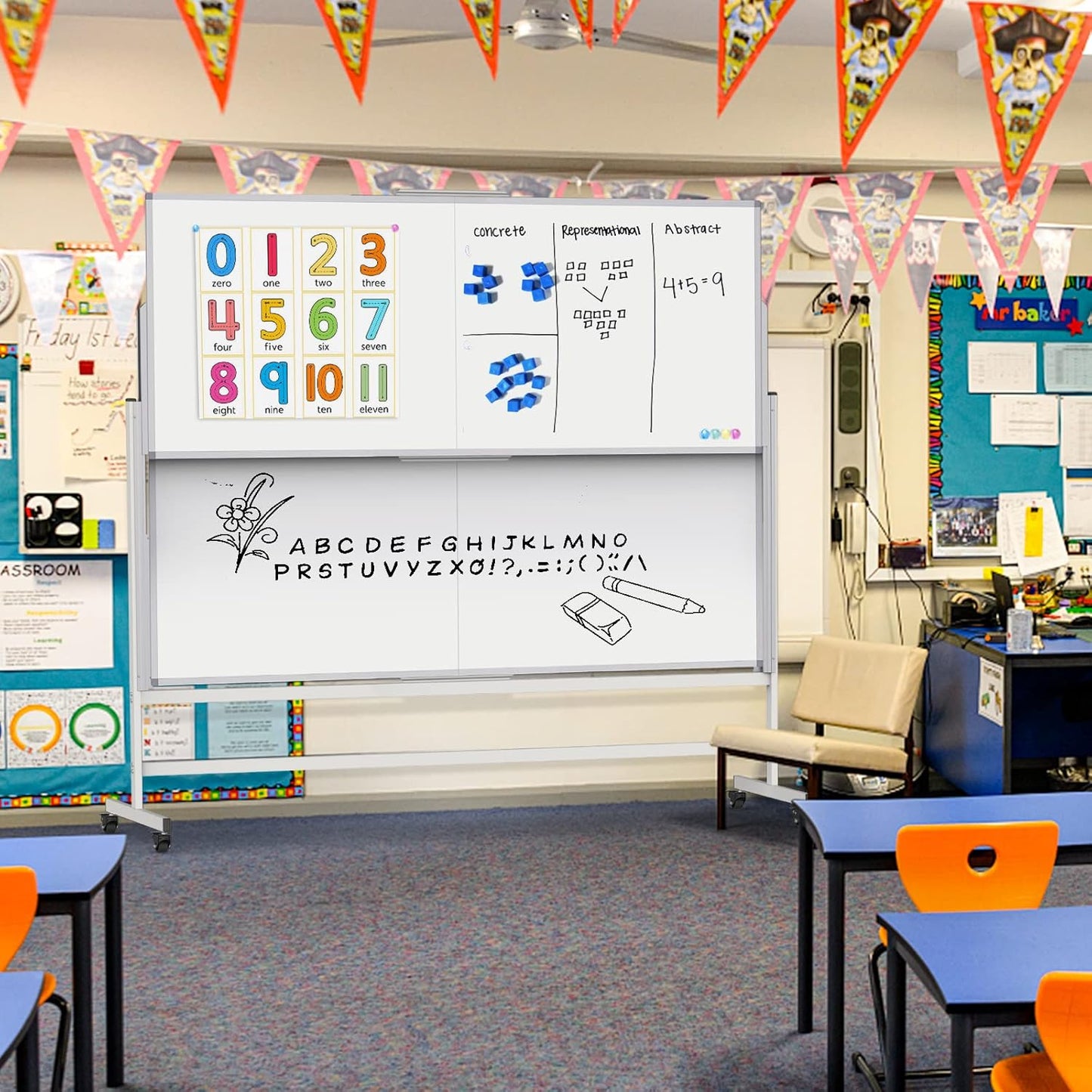 Dry Erase Whiteboard Height Adjustable, 72x60 inches Large Standing Easel White Board on Wheels, Mobile Magnetic Rolling White Board for Office Home Classroom, School Supplies for Teaching