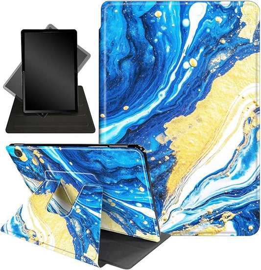 for Fire HD 10 Tablet Case 11th Generation 2021 and Amazon Fire HD10 Plus Case 10.1", 360 Degree Rotating Stand Smart Protective Case,for Fire HD 10 2021 Tablet,Abstract Blue Gold Marble