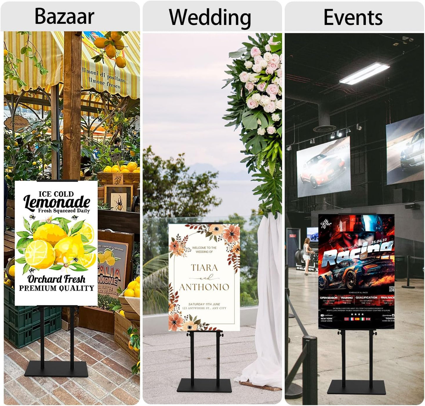 Poster Board Stand for Display, Sign Holder Stand with Heavy Duty Pedestal Poster Stand, Adjustable Banner Stand, Height Up to 80 inch, Double-Sided Foam Board Stand for Business Advertising (1 Pack)