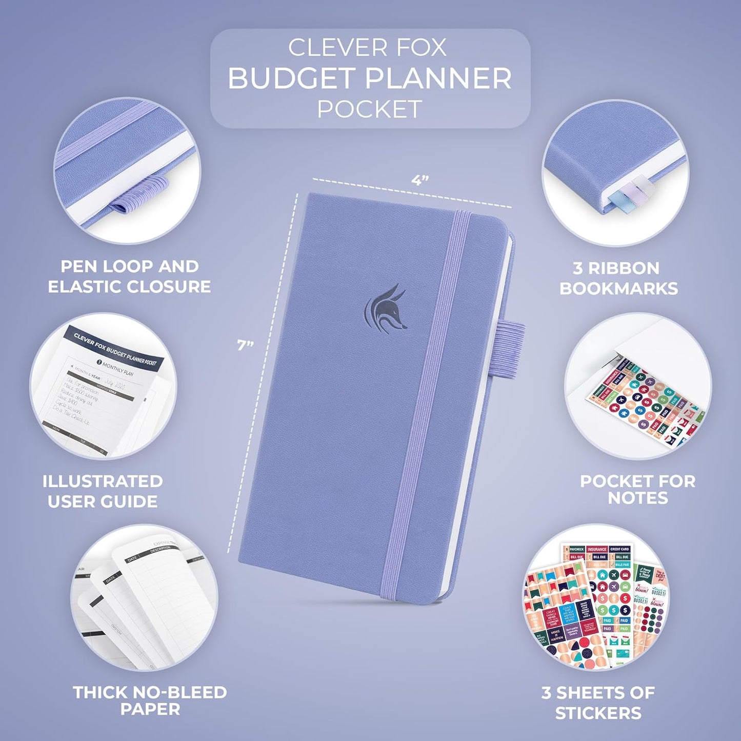 Clever Fox Budget Planner Pocket – Mini Expense Tracker Notebook. Monthly Budgeting Organizer, Finance Logbook & Accounts Book, Small (Lavender)