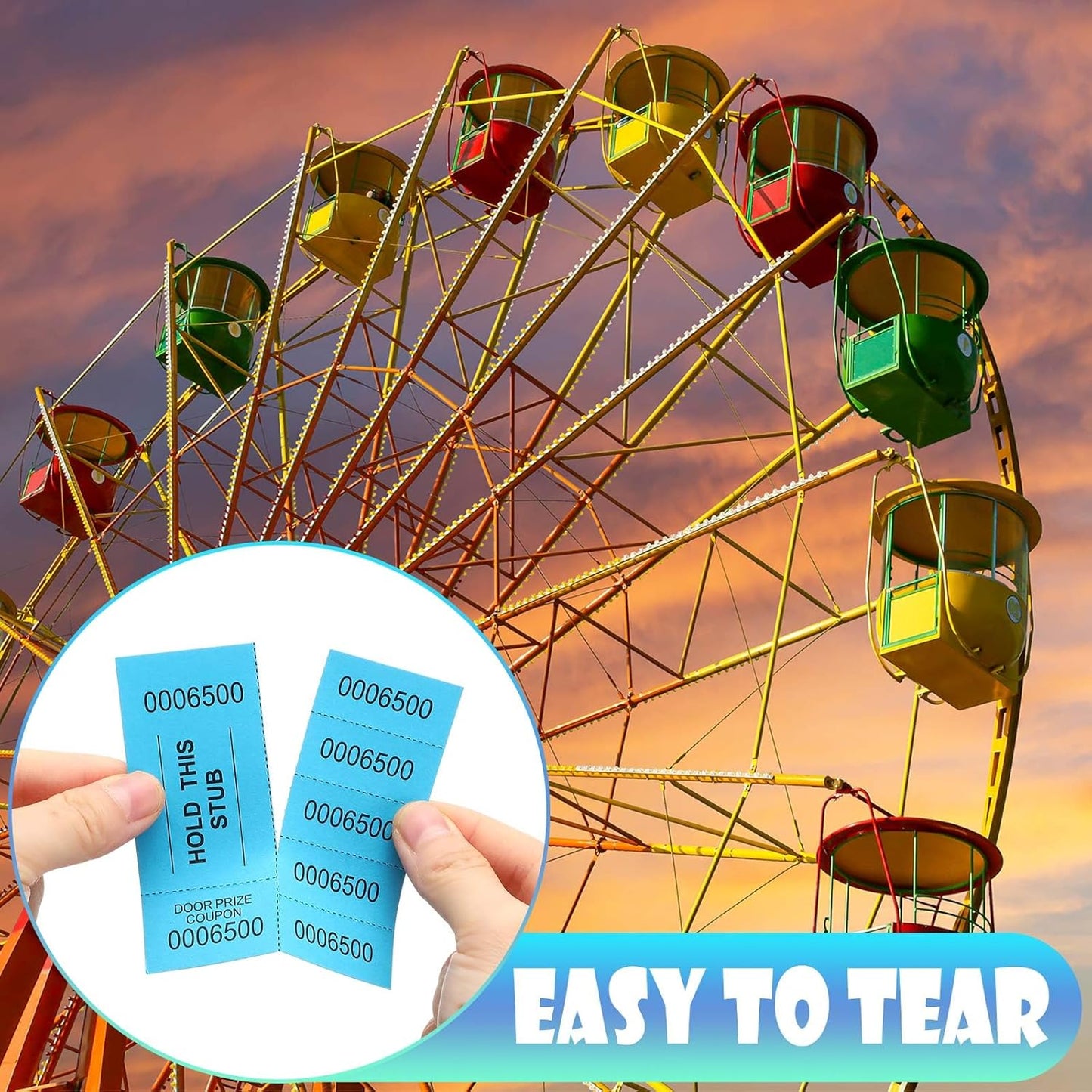 Kosiz 1000 Sheets 5 Bid Raffle Ticket Sheets Chinese Auction Tickets Numbers for Basket Events and Silent Auctions (Lake Blue)