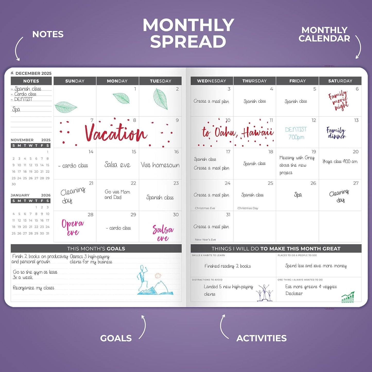 Clever Fox Planner PRO Dated (Jan 2025–Jan 2026) Weekly & Monthly Life Planner to Increase Productivity, Time Management and Hit Your Goals – Organizer, Gratitude Journal – A4 Size (Purple)